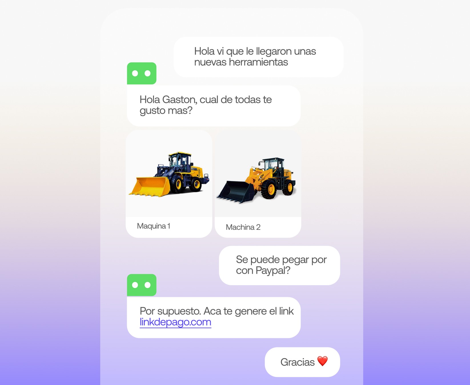 Conversación de ejemplo por WhatsApp